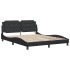 Estructura de cama con luces LED cuero PE negro 160x200