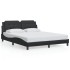 Estructura de cama con luces LED cuero PE negro 160x200