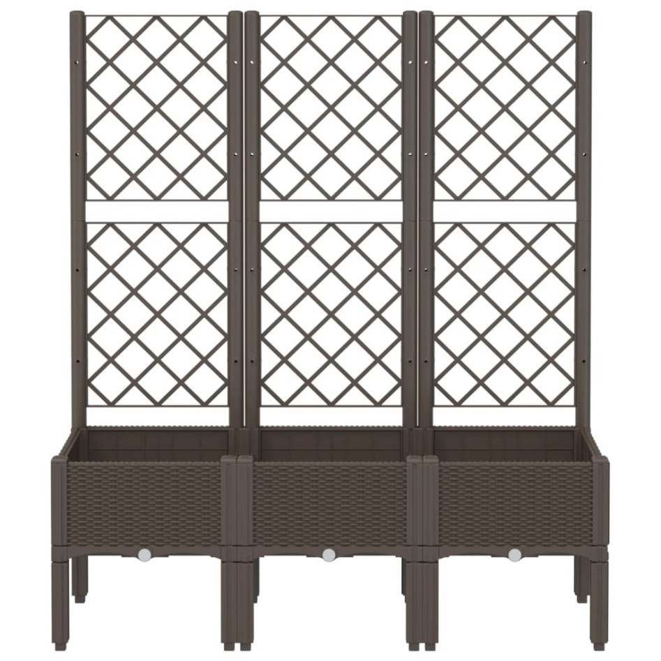 Jardinera con enrejado PP marrón 120x40x142