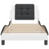 Estructura cama cabecero cuero sintético blanco negro 90x200
