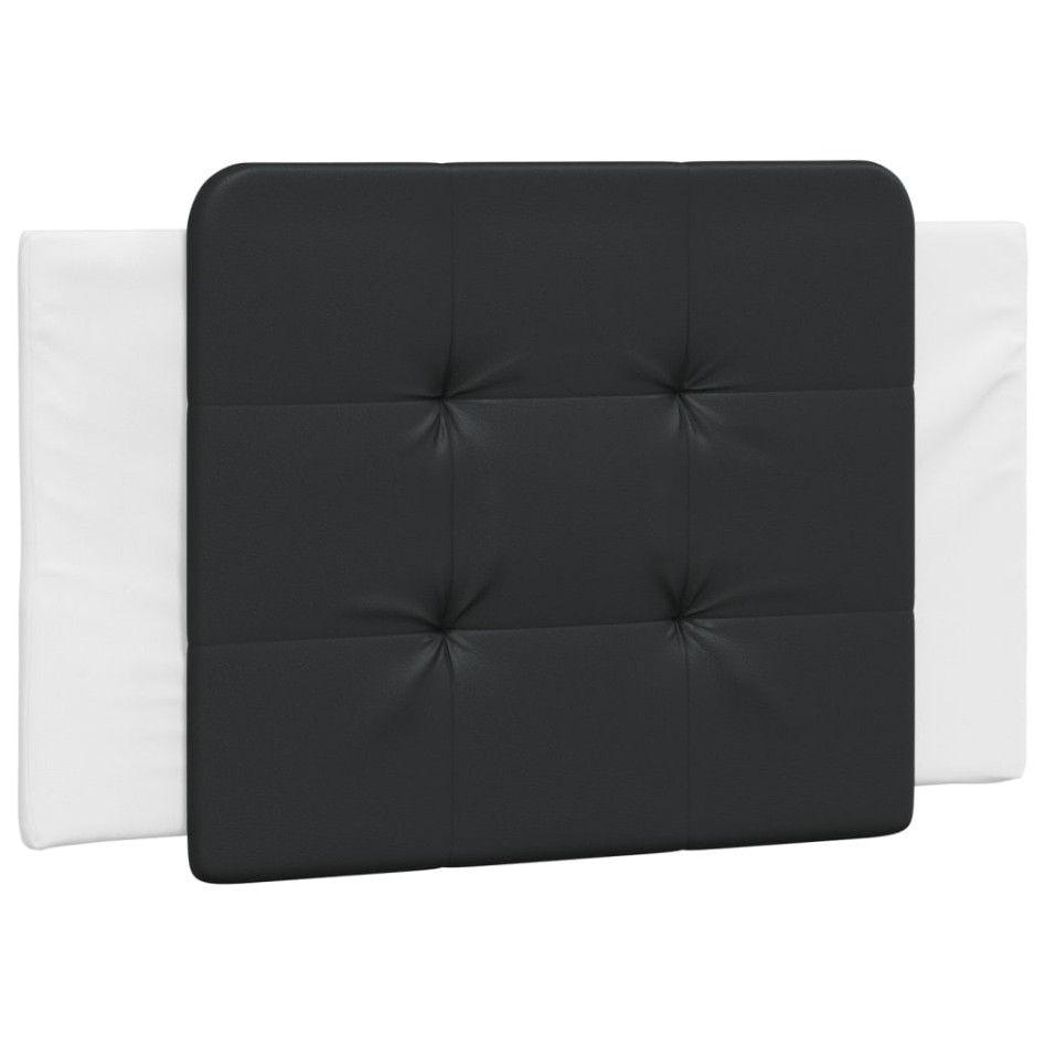 Estructura cama cabecero cuero sintético blanco negro 90x200