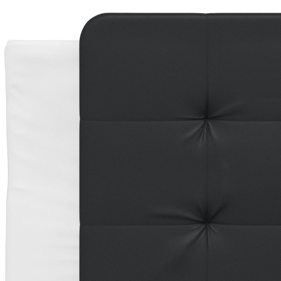 Estructura cama cabecero cuero sintético blanco negro 90x200