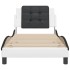 Estructura de cama con cabecero cuero sintético blanco y