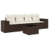 Set comedor de jardín 5 piezas y cojines ratán sintético