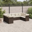 Set de sofás de jardín 9 pzas y cojines ratán sintético marrón