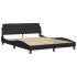 Cama con colchón cuero sintético negro 160x200
