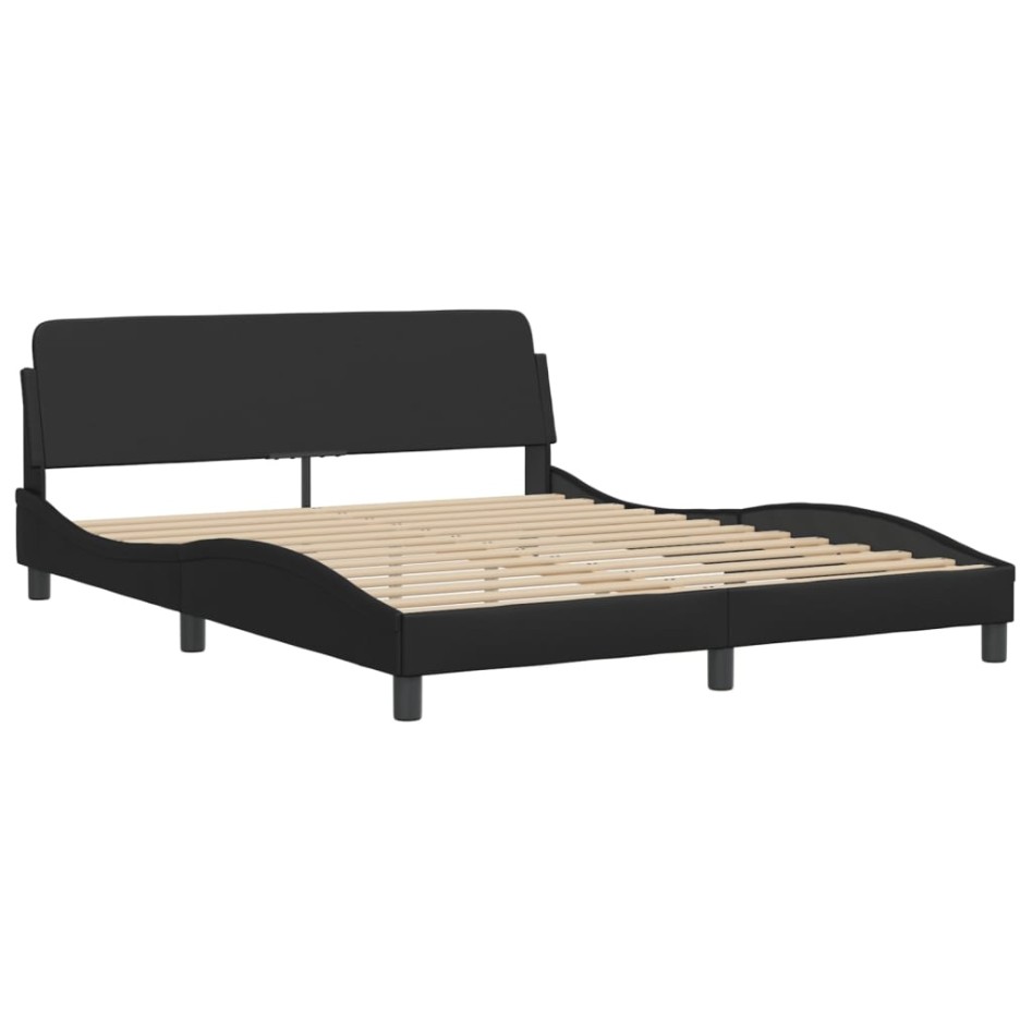 Cama con colchón cuero sintético negro 160x200