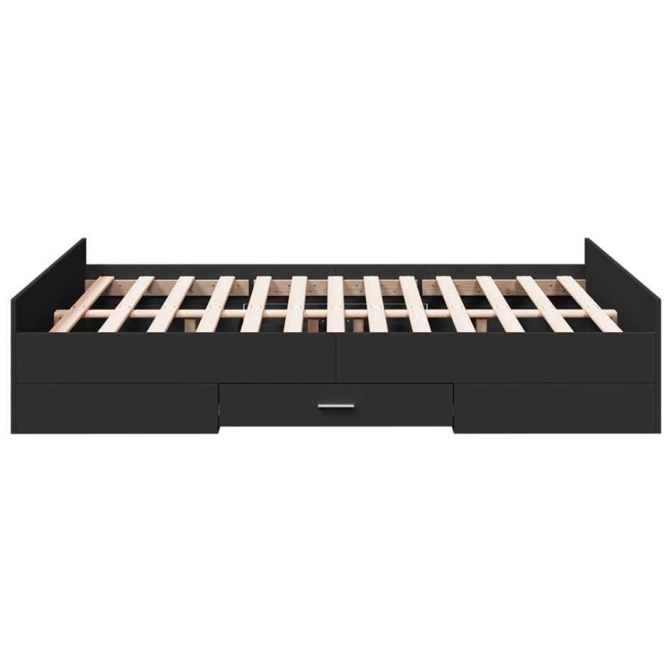 Cama con cajones madera de ingeniería negro 135x190