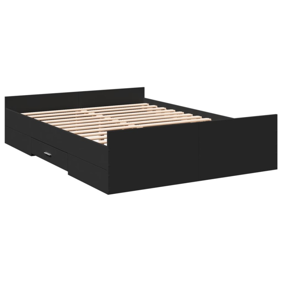 Cama con cajones madera de ingeniería negro 120x190