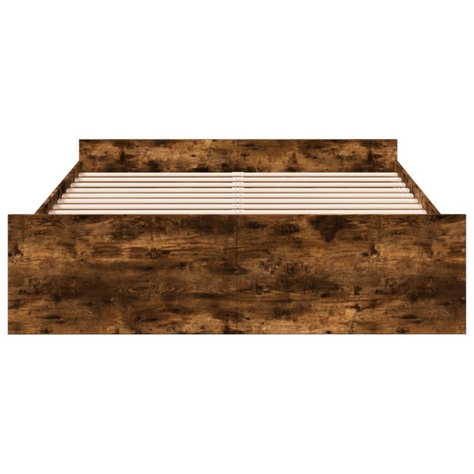 Cama con cajones madera de ingeniería roble ahumado 150x200