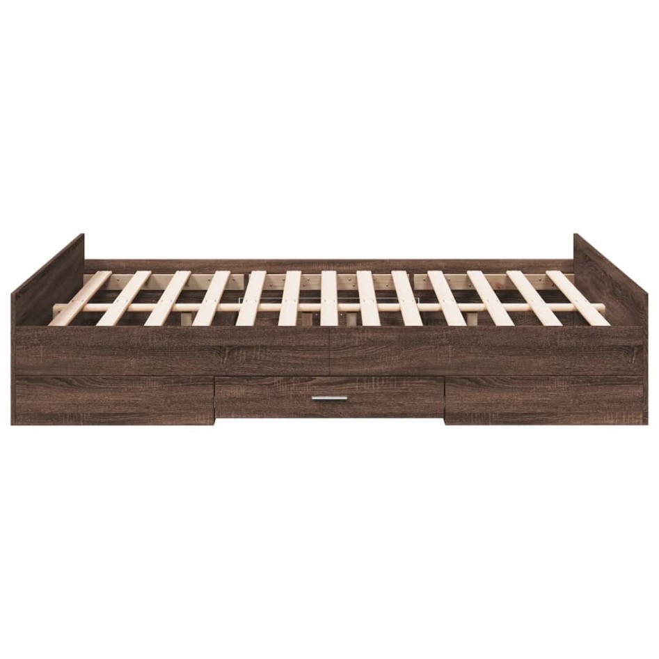 Cama con cajones madera de ingeniería marrón roble 135x190