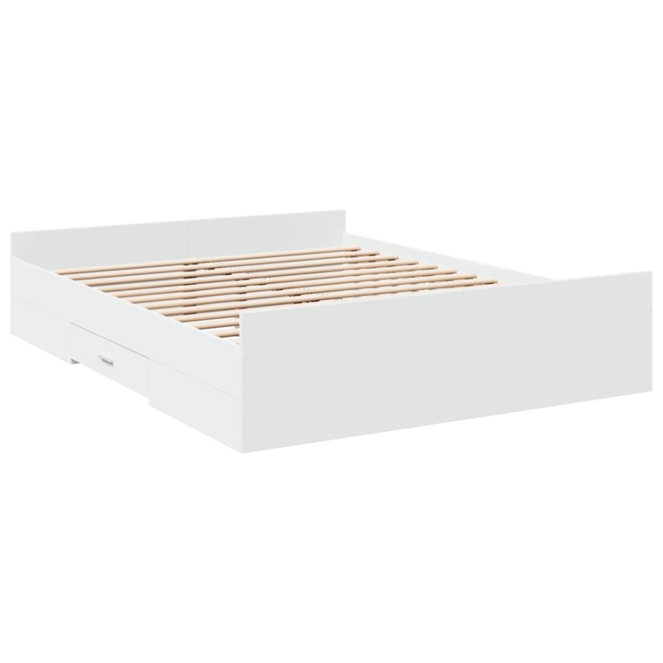 Estructura cama con cajones madera ingeniería blanca 150x200