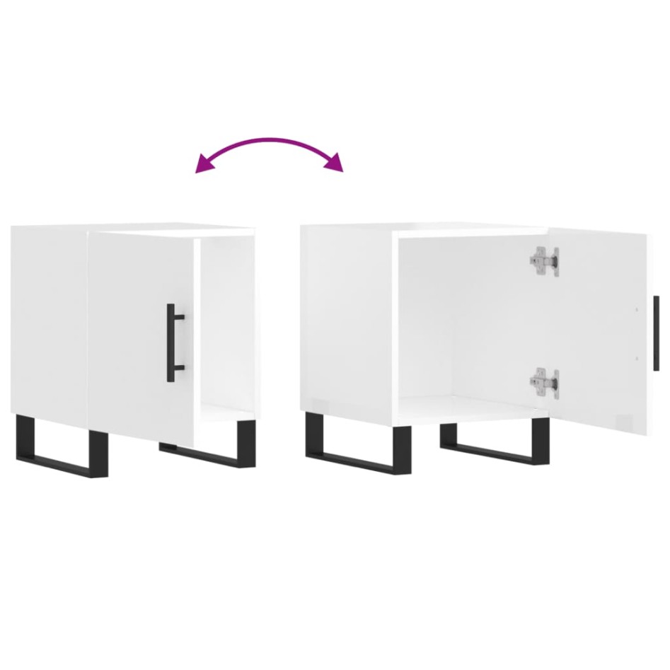 Mesitas noche 2 uds madera ingeniería blanco brillo 40x40x50