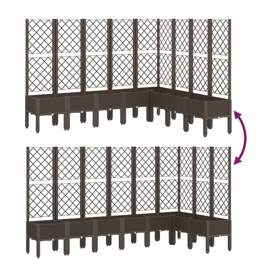 Jardinera con enrejado PP marrón 200x160x142