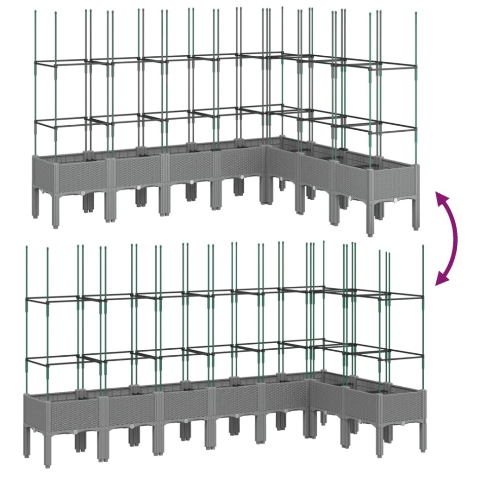 Jardinera con enrejado PP gris claro 200x160x142,5