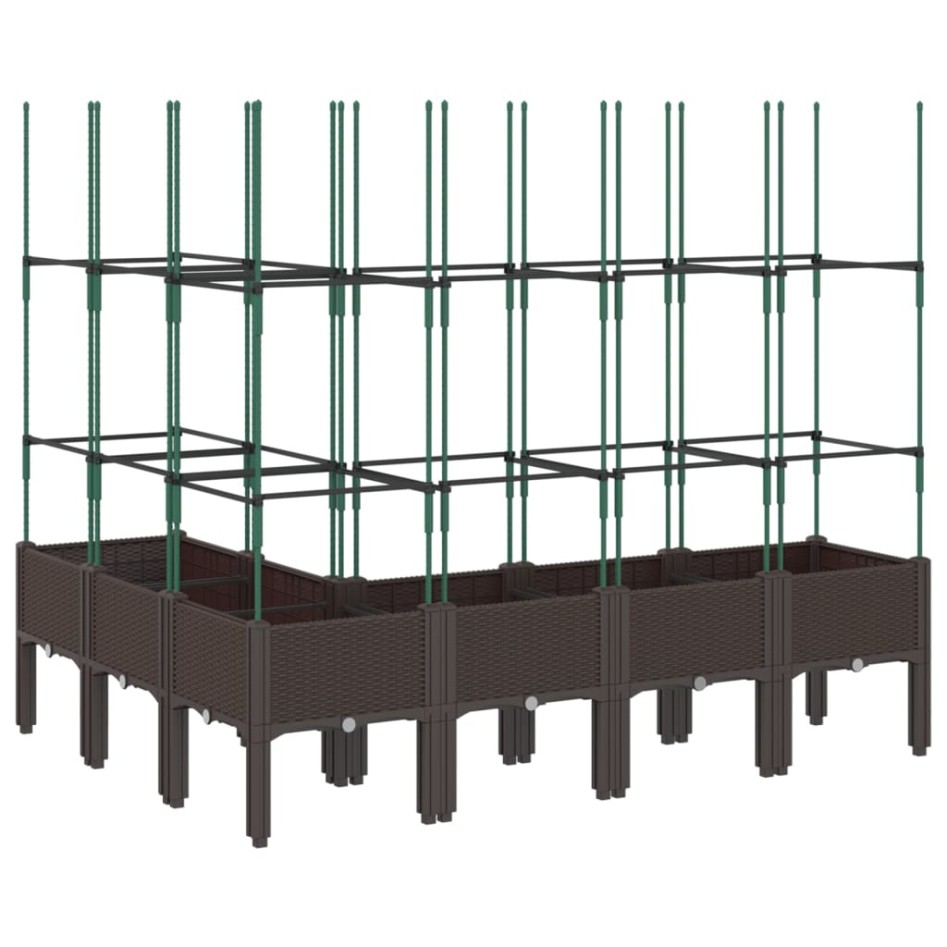 Jardinera con enrejado PP marrón 160x120x142,5