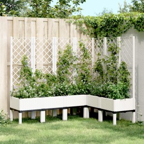 Jardinera con enrejado PP blanco 160x120x142
