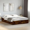 Estructura cama madera ingeniería metal roble ahumado 120x200cm