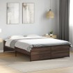 Estructura cama madera ingeniería metal marrón roble 120x200 cm