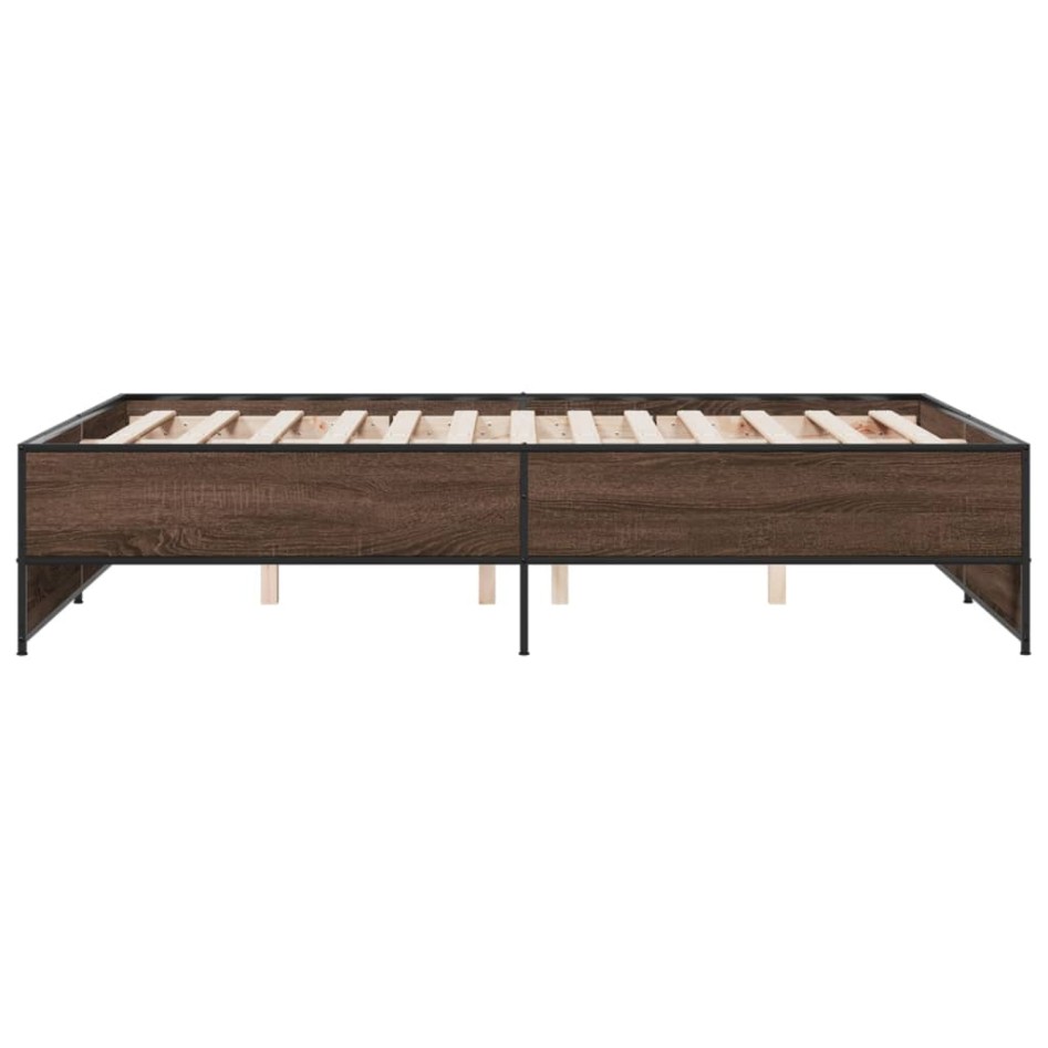 Estructura cama madera ingeniería metal marrón roble 120x200