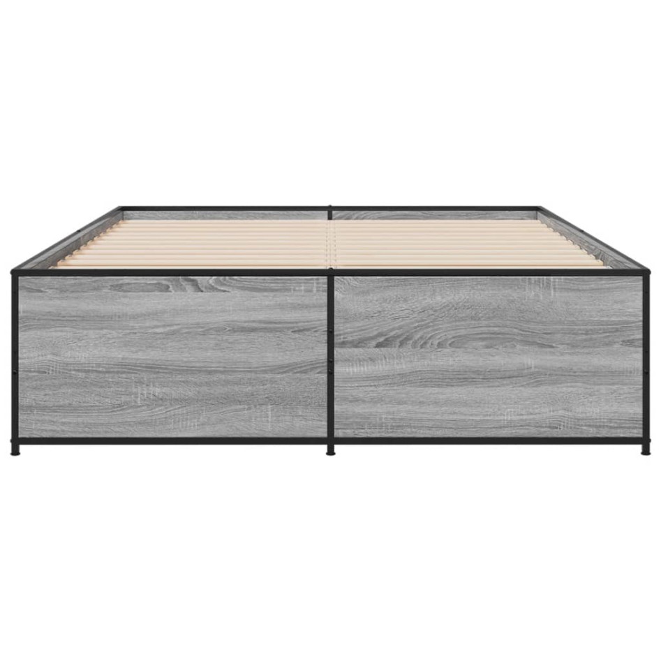 Estructura cama madera ingeniería metal gris Sonoma 135x190