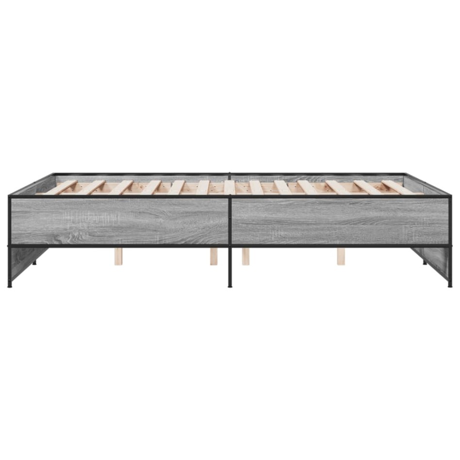 Estructura cama madera ingeniería metal gris Sonoma 135x190