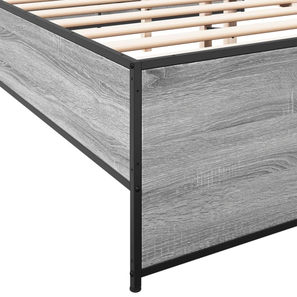 Estructura cama madera ingeniería metal gris Sonoma 135x190