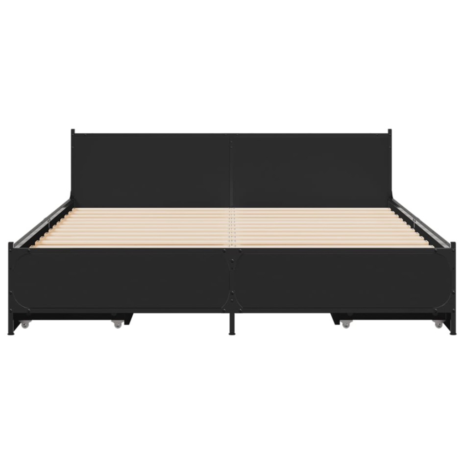 Cama con cajones madera de ingeniería negro 135x190