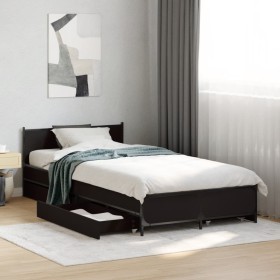 Cama con cajones madera de ingeniería negra 75x190