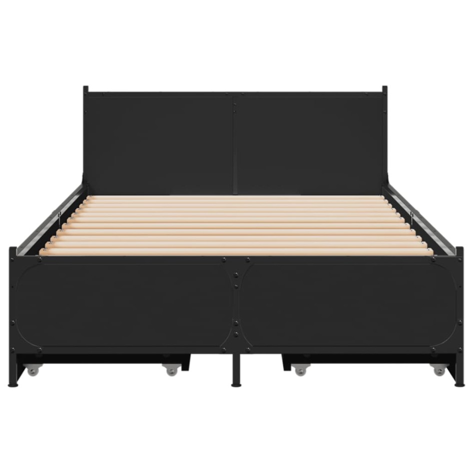 Cama con cajones madera de ingeniería negra 75x190