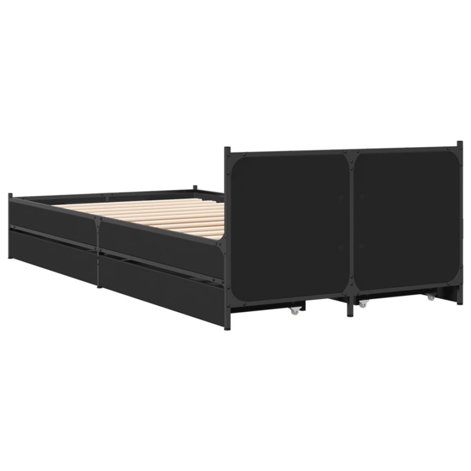 Cama con cajones madera de ingeniería negra 75x190
