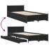 Cama con cajones madera de ingeniería negra 75x190
