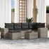 Set de sofás de jardín 7 pzas con cojines ratán PE gris