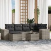 Set de sofás de jardín 7 pzas con cojines ratán PE gris claro