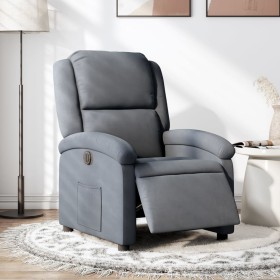 Sillón reclinable eléctrico de terciopelo gris