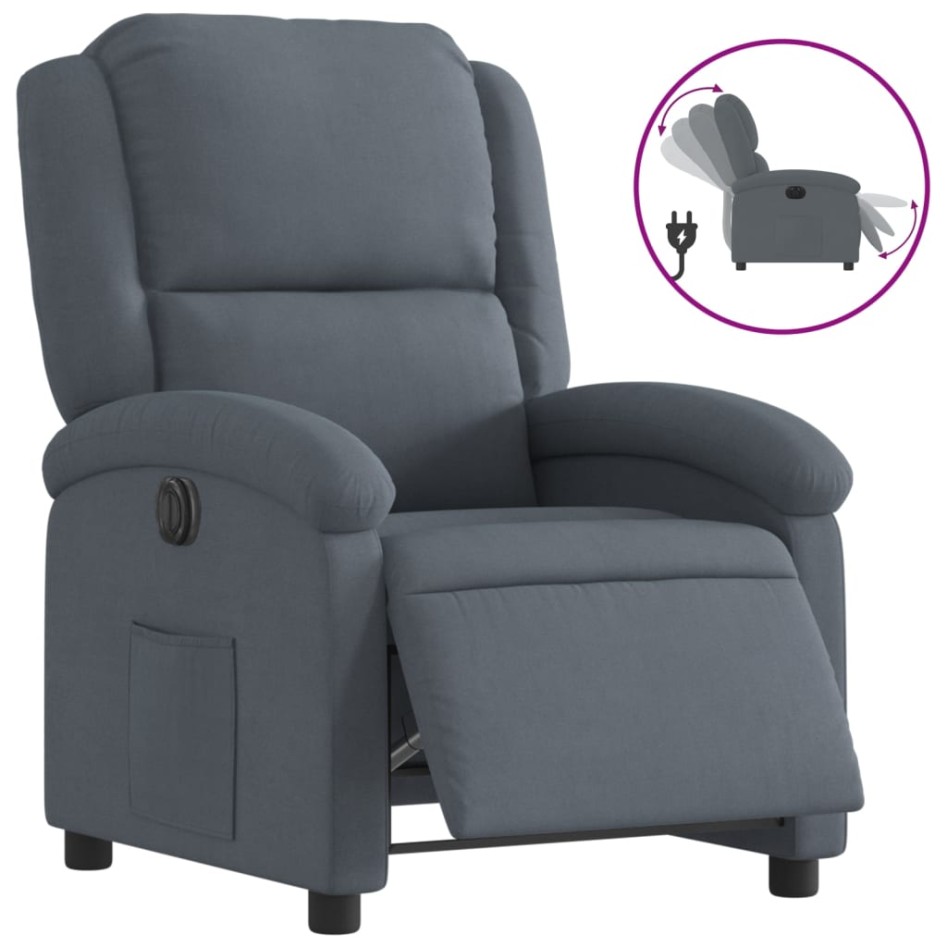 Sillón reclinable eléctrico de terciopelo gris