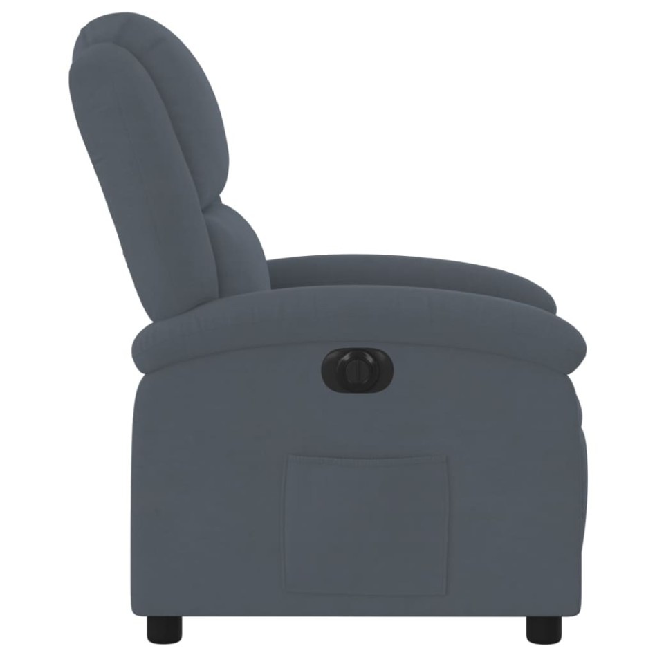 Sillón reclinable eléctrico de terciopelo gris