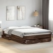 Cama con cajones madera ingeniería marrón roble 160x200 cm