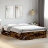 Cama con cajones madera de ingeniería roble ahumado 160x200