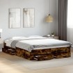 Cama con cajones madera de ingeniería roble ahumado 160x200 cm