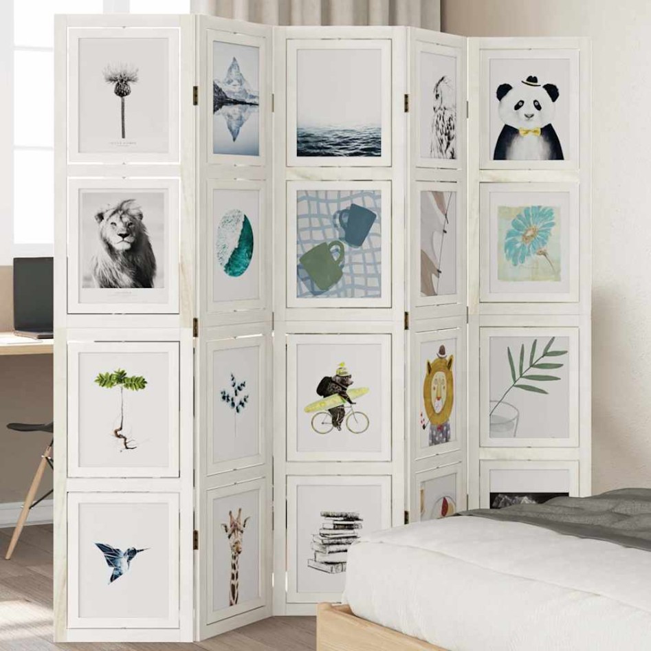 Biombo separador de 5 paneles madera maciza Paulownia