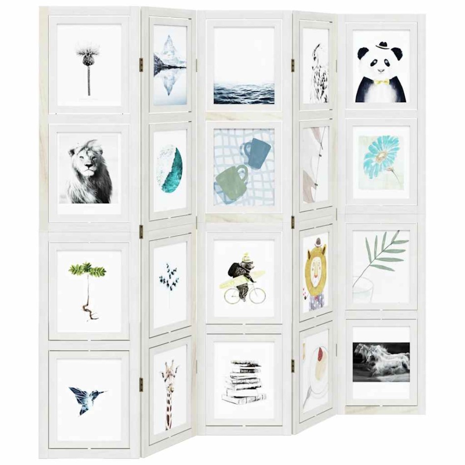 Biombo separador de 5 paneles madera maciza Paulownia