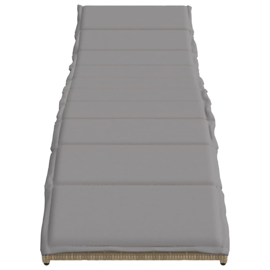 Tumbona con cojín ratán sintético beige 55x199x50