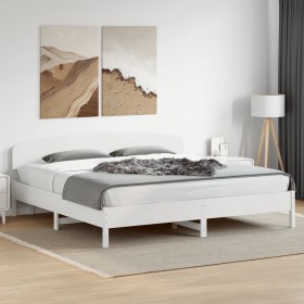 Estructura de cama sin colchón madera maciza blanca 200x200