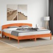 Cama sin colchón madera maciza de pino marrón cera 200x200 cm