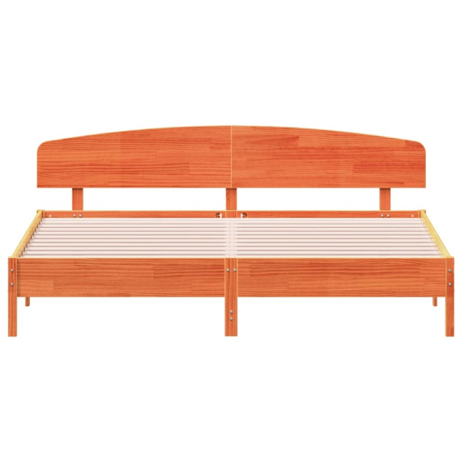 Cama sin colchón madera maciza de pino marrón cera 200x200