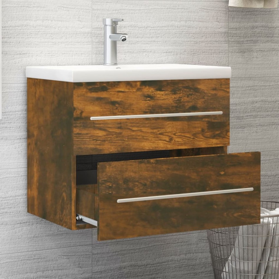 Mueble de baño con lavabo madera contrachapada roble