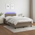 Cama box spring con colchón y LED tela gris taupe 120x190