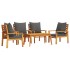 Juego de muebles jardín 5 pzas con cojines madera maciza