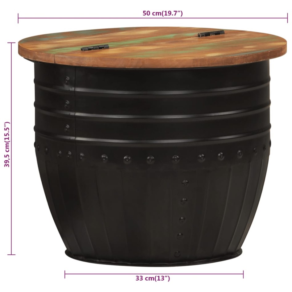 Mesa de centro de madera maciza reciclada 50x39,5